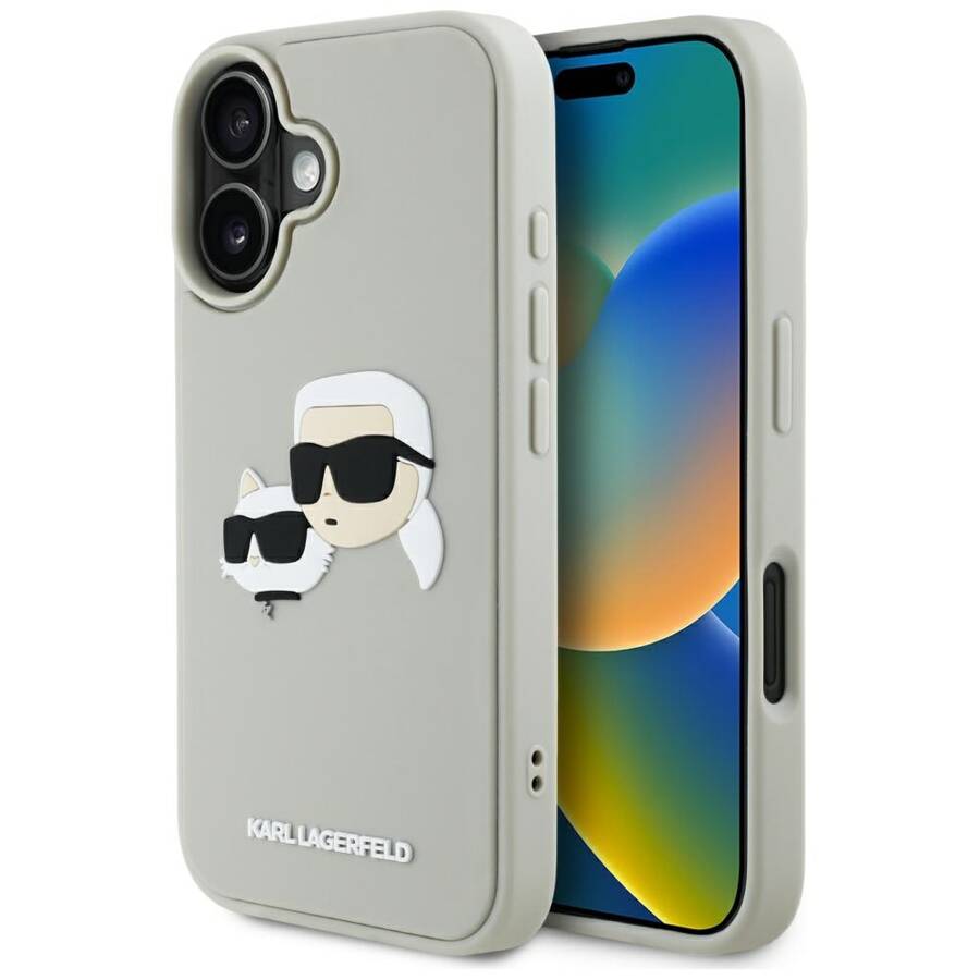 Etui Karl Lagerfeld HC 3D Rubber Double   Heads do iPhone 16 beżowy