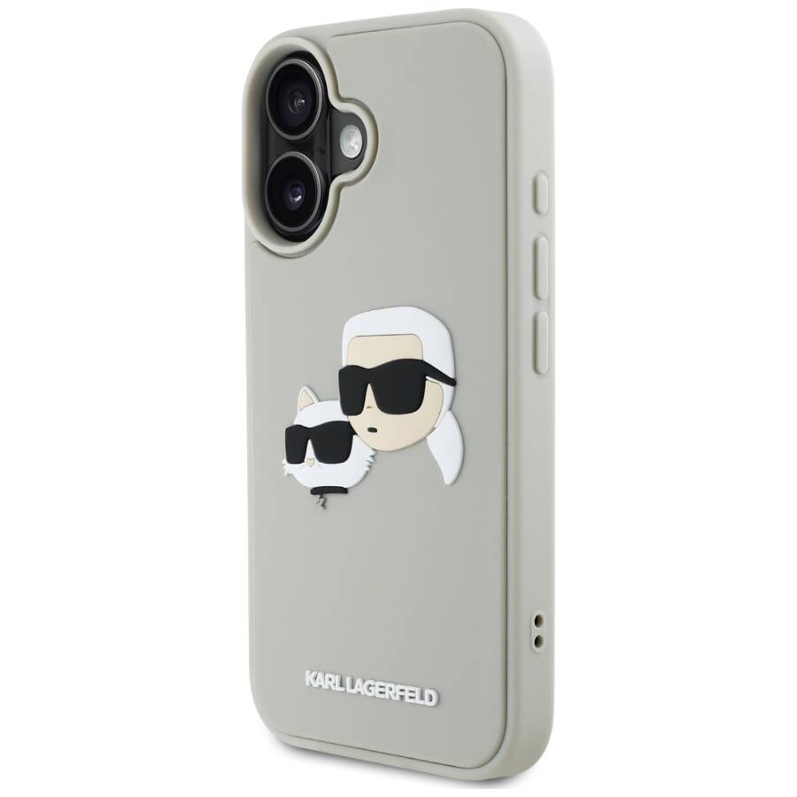 Etui Karl Lagerfeld HC 3D Rubber Double   Heads do iPhone 16 beżowy