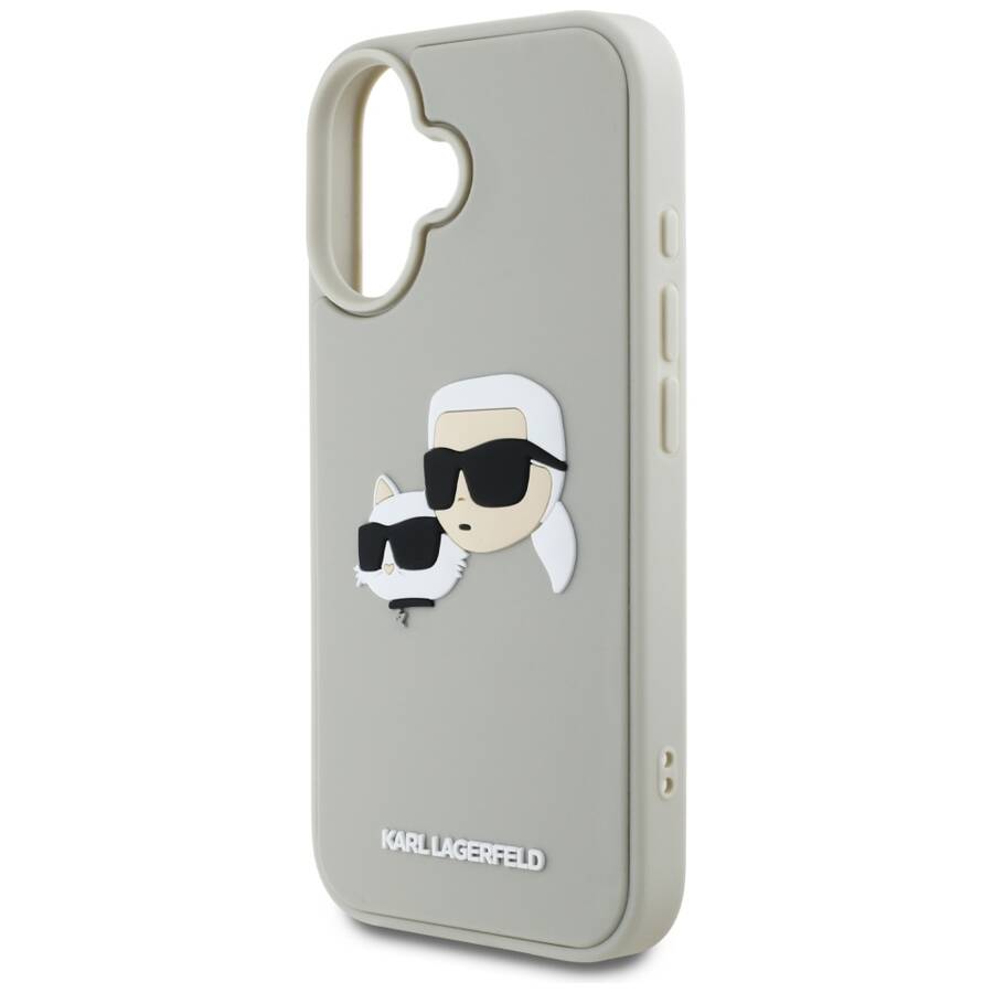 Etui Karl Lagerfeld HC 3D Rubber Double   Heads do iPhone 16 beżowy