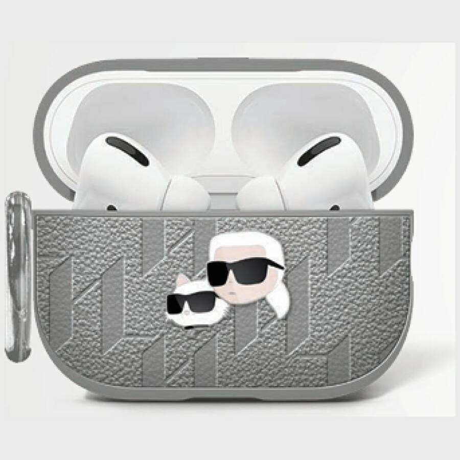 Etui Karl Lagerfeld Monogram Karl &       Choupette Head do AirPods 4 srebrny