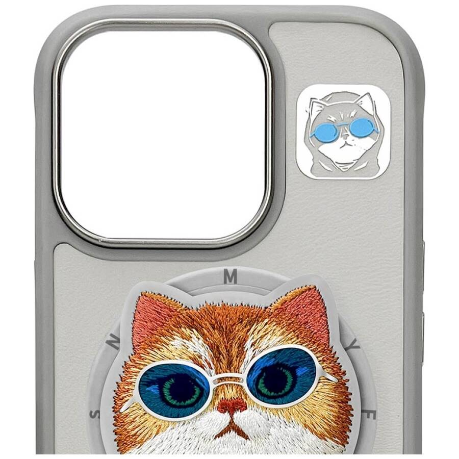 Etui Nimmy Glasses Cool Cat MagSafe do    iPhone 16 Pro Max szary