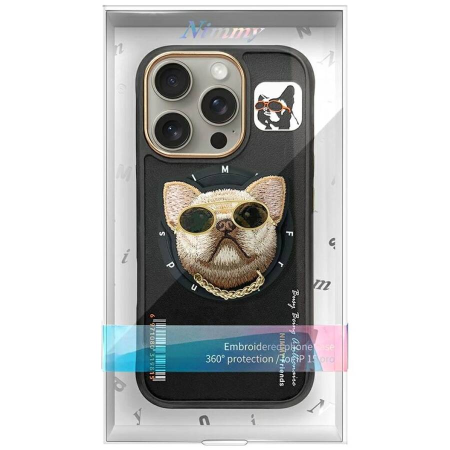 Etui Nimmy Glasses Cool Cat do iPhone 16  Pro czarny