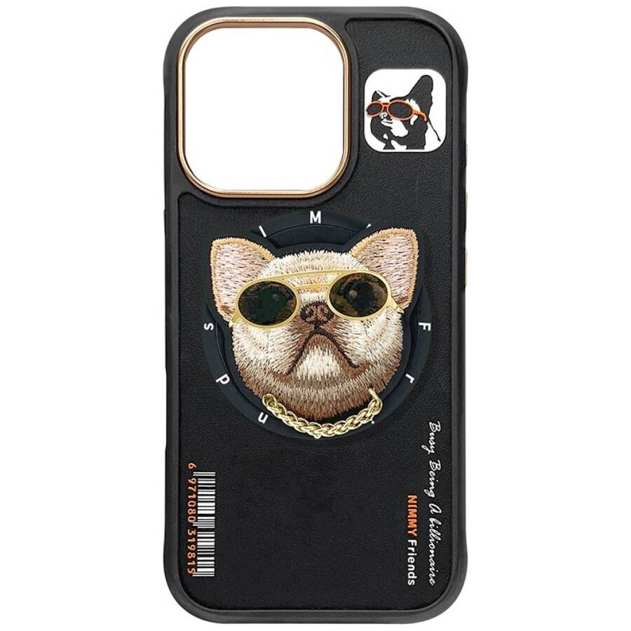 Etui Nimmy Glasses Cool Cat do iPhone 16  Pro czarny