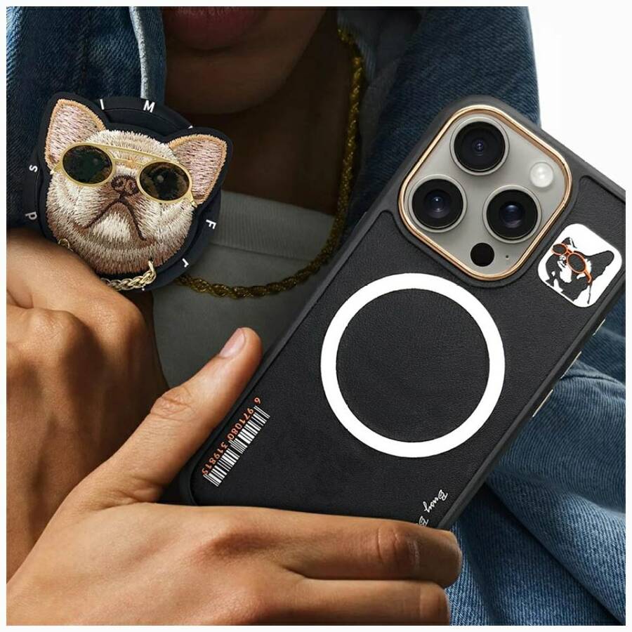 Etui Nimmy Glasses Cool Cat do iPhone 16  Pro czarny