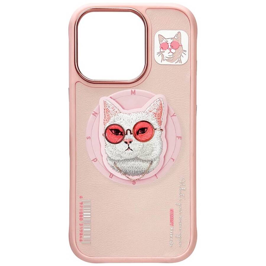 Etui Nimmy Glasses Cool Cat do iPhone 16  Pro różowy