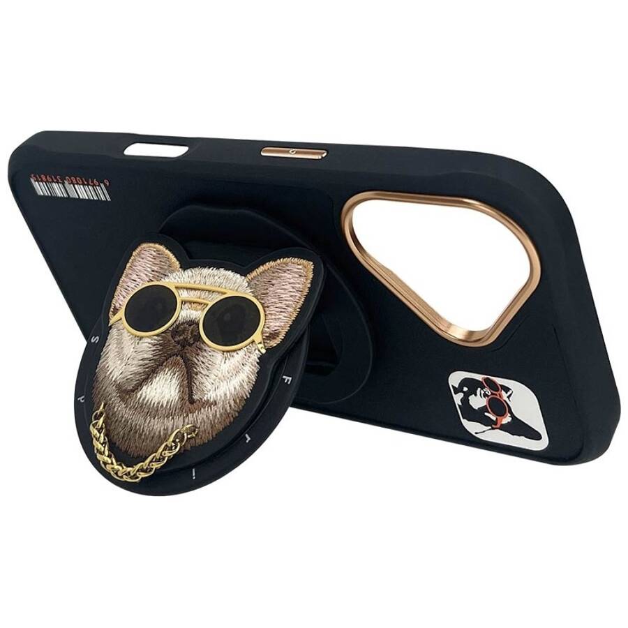 Etui Nimmy Glasses Cool Cat do iPhone 16  czarny