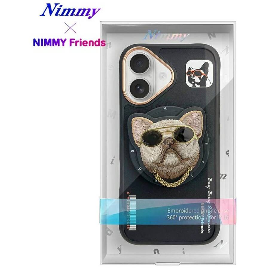 Etui Nimmy Glasses Cool Cat do iPhone 16  czarny