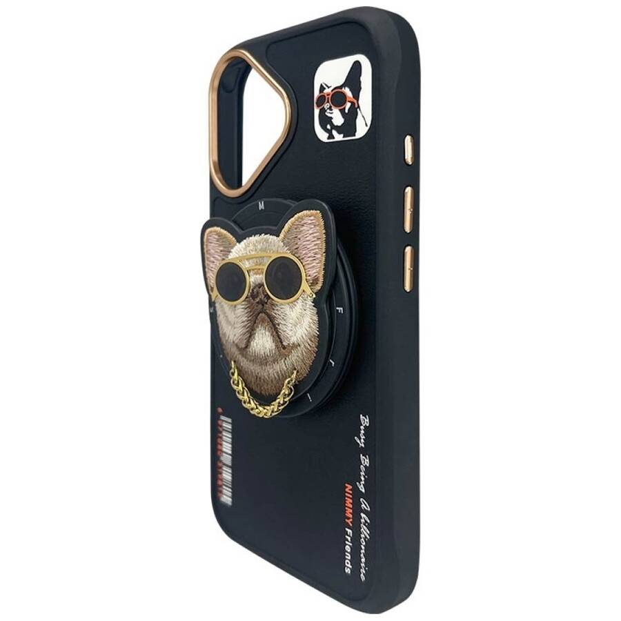 Etui Nimmy Glasses Cool Cat do iPhone 16  czarny