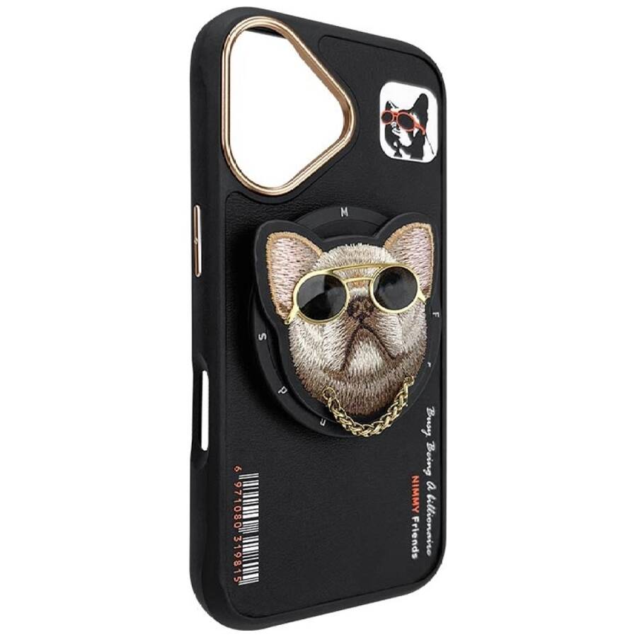 Etui Nimmy Glasses Cool Cat do iPhone 16  czarny