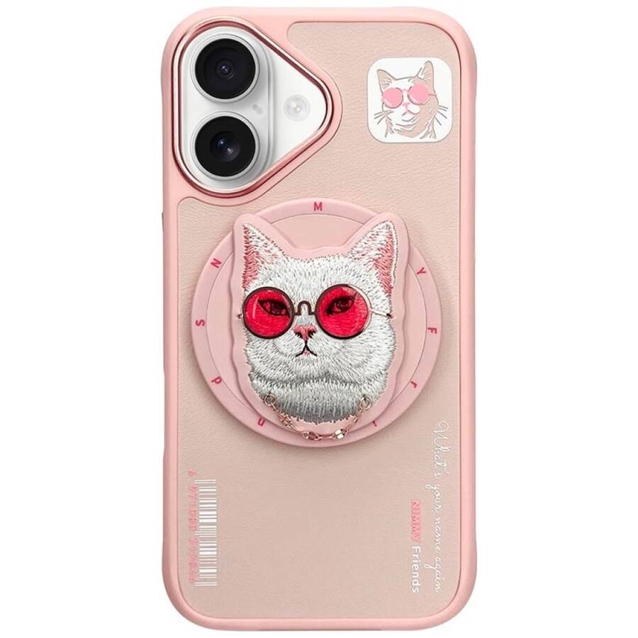 Etui Nimmy Glasses Cool Cat do iPhone 16  różowy