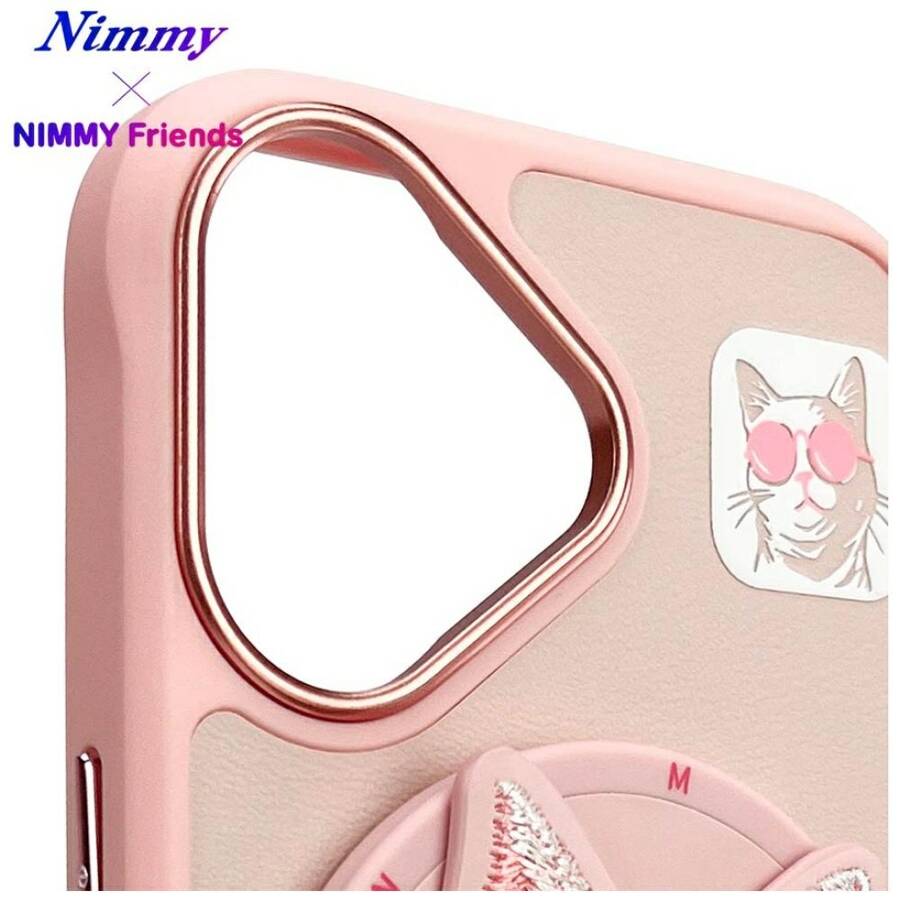 Etui Nimmy Glasses Cool Cat do iPhone 16  różowy