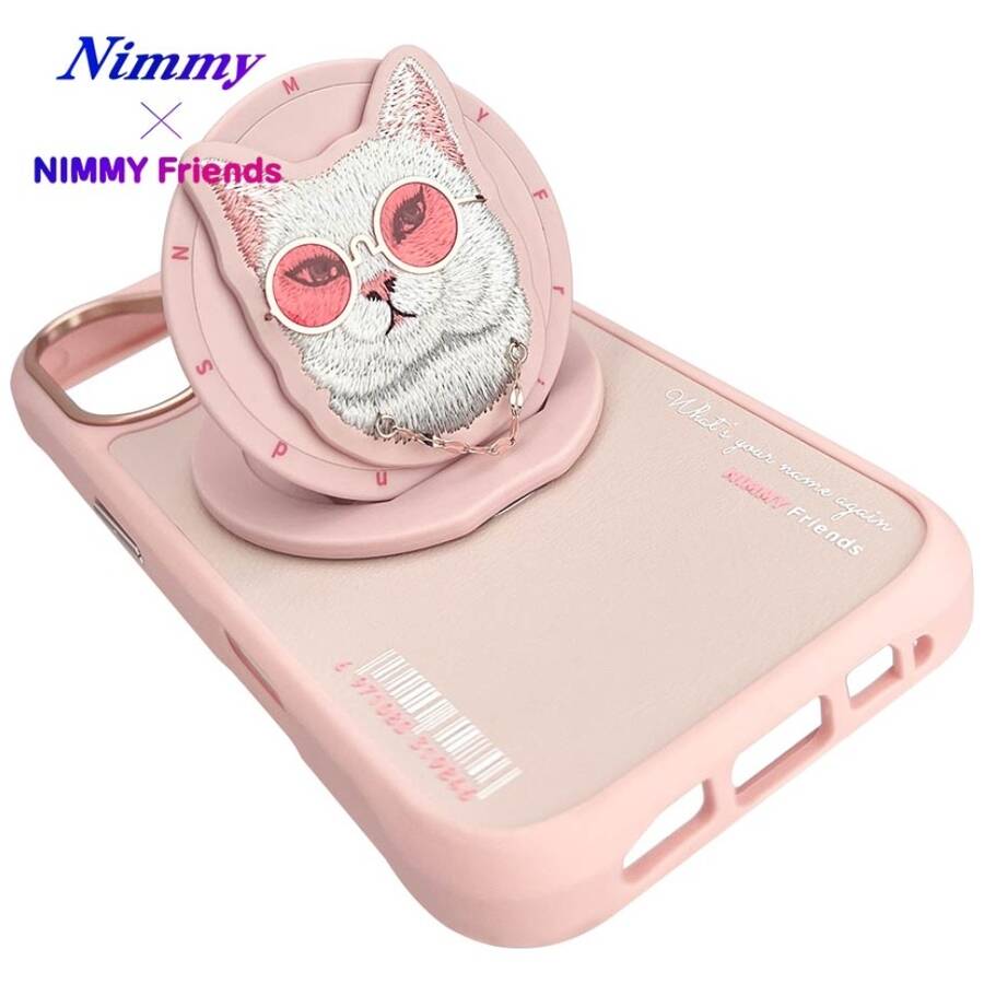 Etui Nimmy Glasses Cool Cat do iPhone 16  różowy