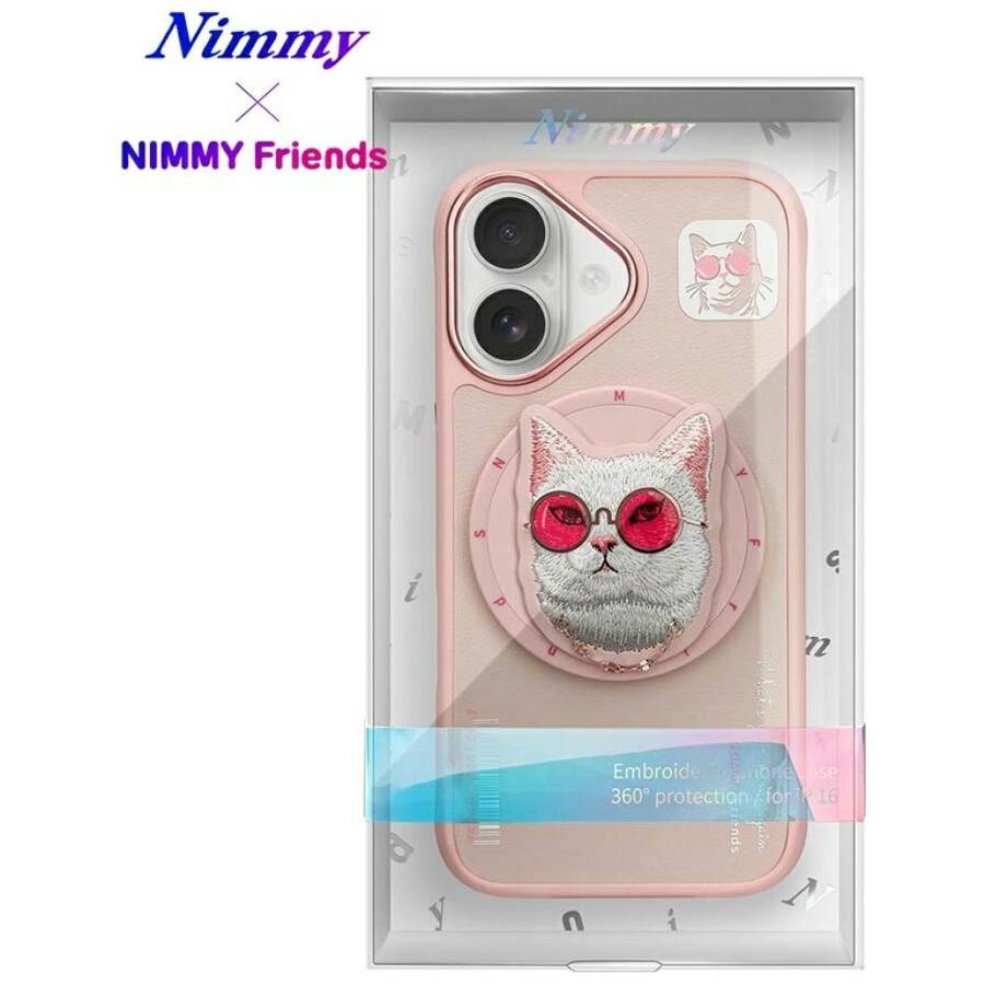 Etui Nimmy Glasses Cool Cat do iPhone 16  różowy