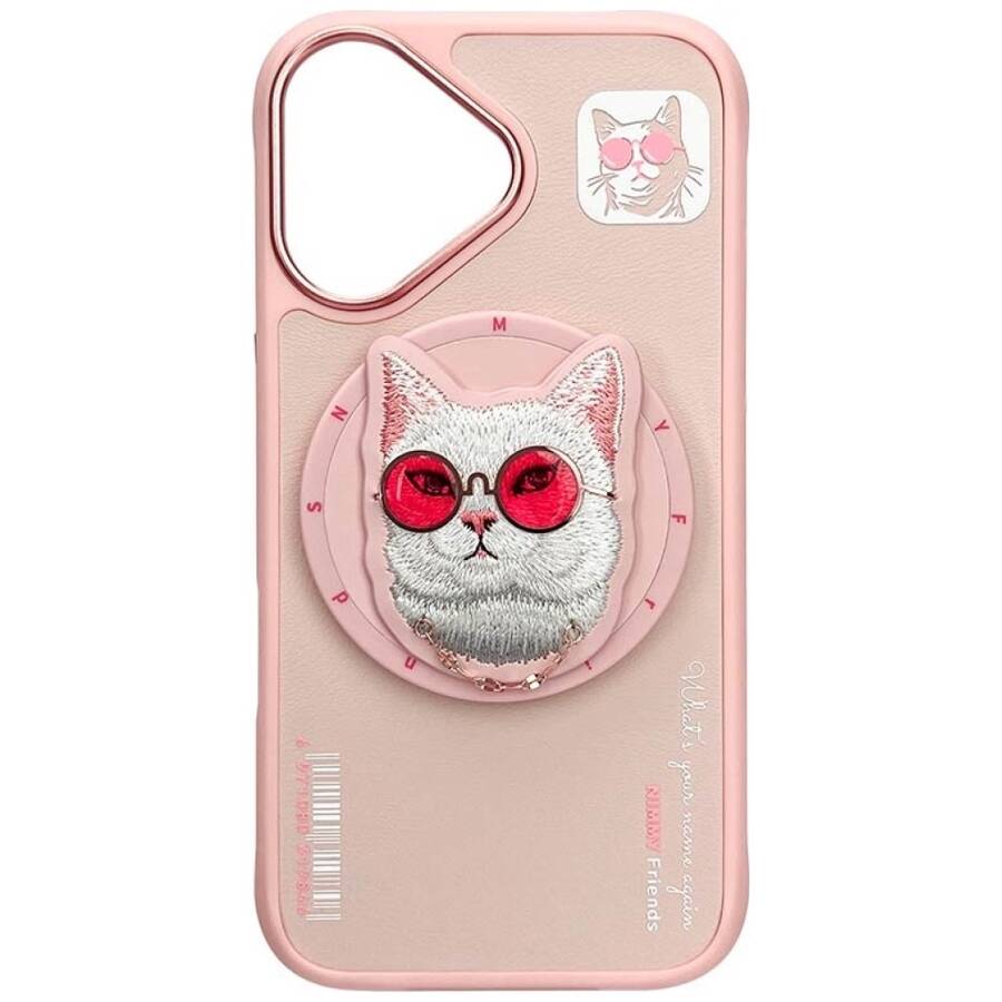 Etui Nimmy Glasses Cool Cat do iPhone 16  różowy