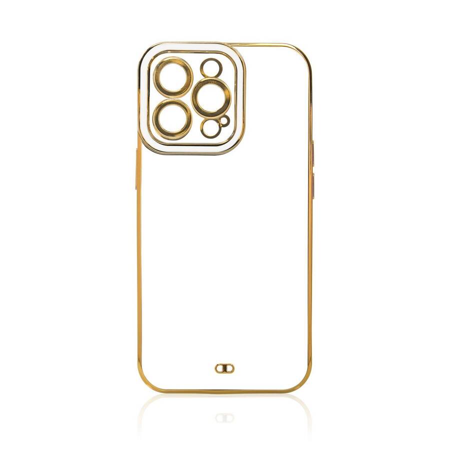 FASHION CASE FOR IPHONE 12 PRO MAX GOLD FRAME GEL COVER WHITE