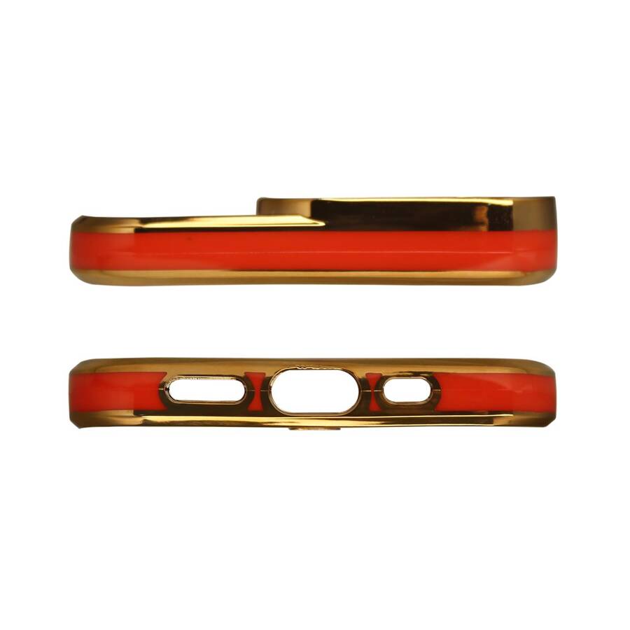 FASHION CASE FOR IPHONE 13 PRO GOLD FRAME GEL COVER RED