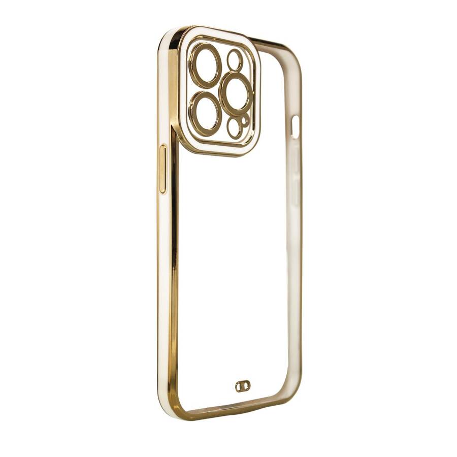 FASHION CASE FOR IPHONE 13 PRO GOLD FRAME GEL COVER WHITE