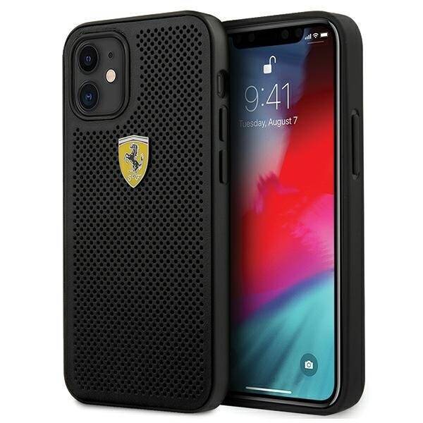 FERRARI FESPEHCP12SBK IPHONE 12 MINI 5.4" BLACK/BLACK HARDCASE ON TRACK PERFORATED