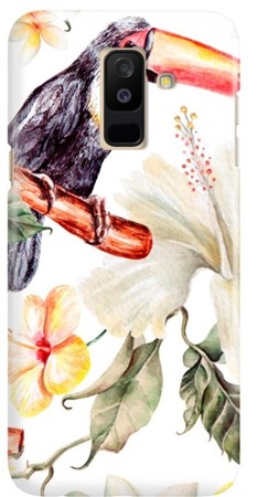 FUNNY CASE OVERPRINT TOUCAN AND FLOWER SAMSUNG GALAXY A6 PLUS 2018