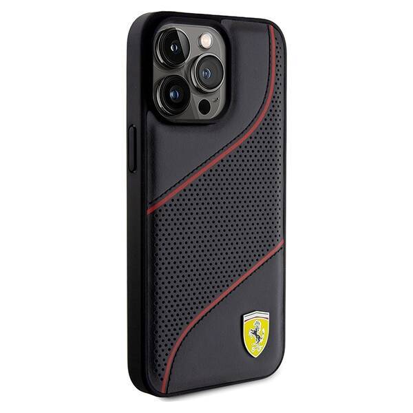 Ferrari FEHCP15XPWAK iPhone 15 Pro Max  6.7" czarny/black hardcase Perforated Waves Metal Logo