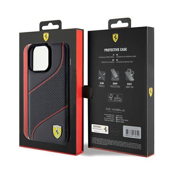 Ferrari FEHCP15XPWAK iPhone 15 Pro Max  6.7" czarny/black hardcase Perforated Waves Metal Logo