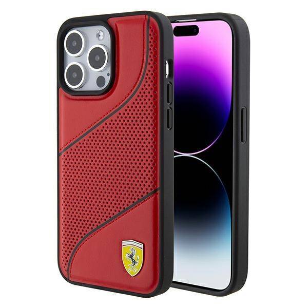 Ferrari FEHCP15XPWAR iPhone 15 Pro Max  6.7" czerwony/red hardcase Perforated Waves Metal Logo