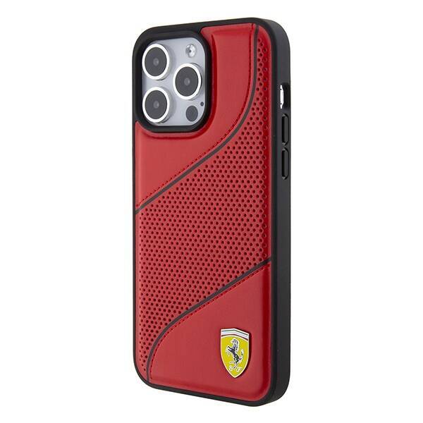 Ferrari FEHCP15XPWAR iPhone 15 Pro Max  6.7" czerwony/red hardcase Perforated Waves Metal Logo