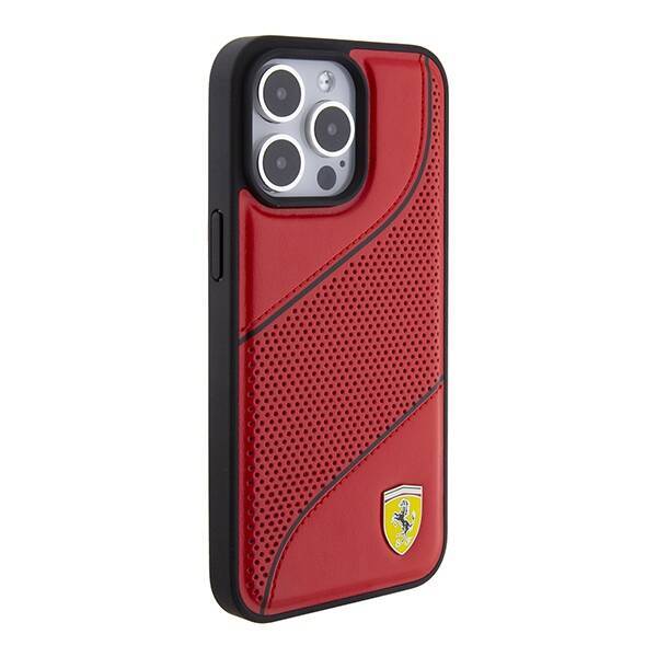 Ferrari FEHCP15XPWAR iPhone 15 Pro Max  6.7" czerwony/red hardcase Perforated Waves Metal Logo