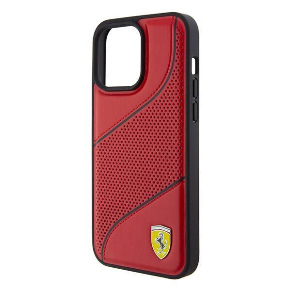 Ferrari FEHCP15XPWAR iPhone 15 Pro Max  6.7" czerwony/red hardcase Perforated Waves Metal Logo