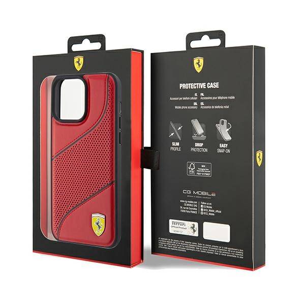 Ferrari FEHCP15XPWAR iPhone 15 Pro Max  6.7" czerwony/red hardcase Perforated Waves Metal Logo