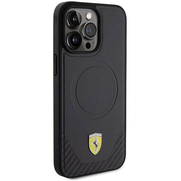 Ferrari FEHMP15XPTEK iPhone 15 Pro Max 6.7" czarny/black hardcase Carbon Metal Logo MagSafe