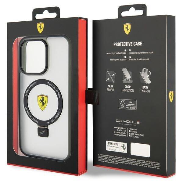 Ferrari FEHMP15XUSCAH iPhone 15 Pro Max  6.7" transparent hardcase Ring Stand 2023 Collection MagSafe