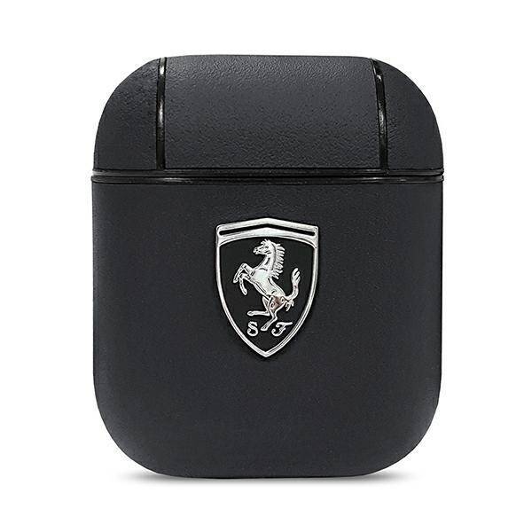 Ferrari FEOA2LEBK AirPods 1/2 cover czarny/black Off Track Genuine Leather