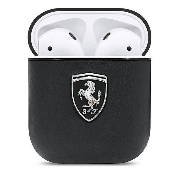 Ferrari FEOA2LEBK AirPods 1/2 cover czarny/black Off Track Genuine Leather