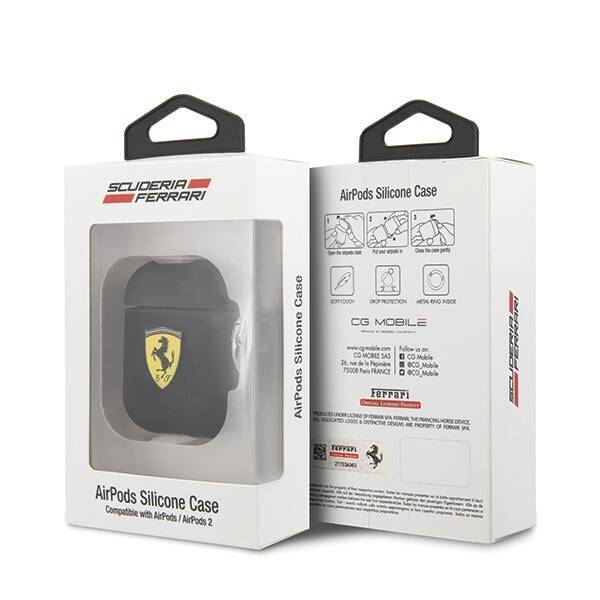 Ferrari FESACCSILSHBK AirPods 1/2 cover czarny/black Silicone