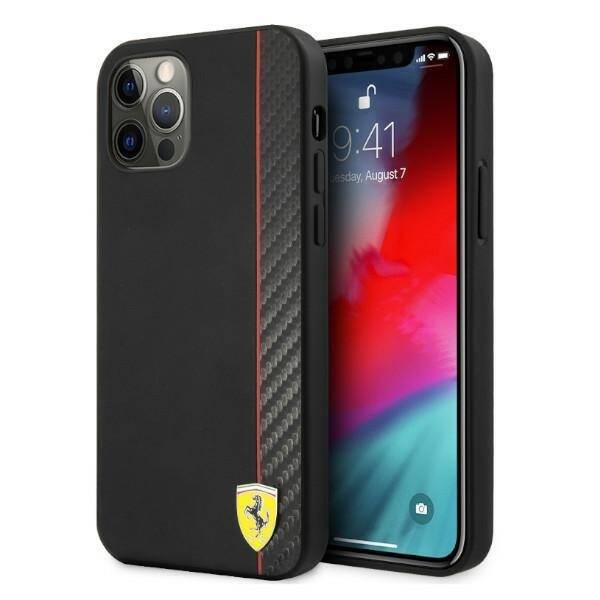 Ferrari FESAXHCP12LBK iPhone 12 Pro Max 6,7" czarny/black hardcase On Track Carbon Stripe