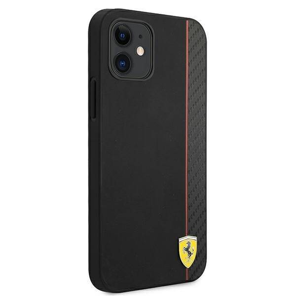 Ferrari FESAXHCP12SBK iPhone 12 mini 5,4" czarny/black hardcase On Track Carbon Stripe