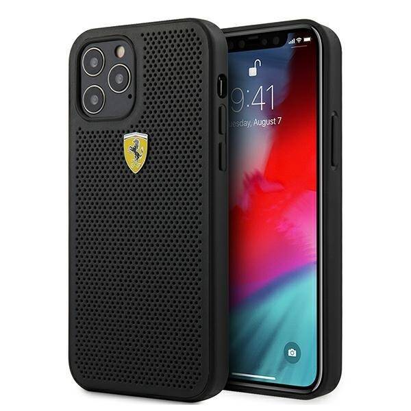 Ferrari FESPEHCP12MBK iPhone 12/12 Pro 6,1" czarny/black hardcase On Track Perforated