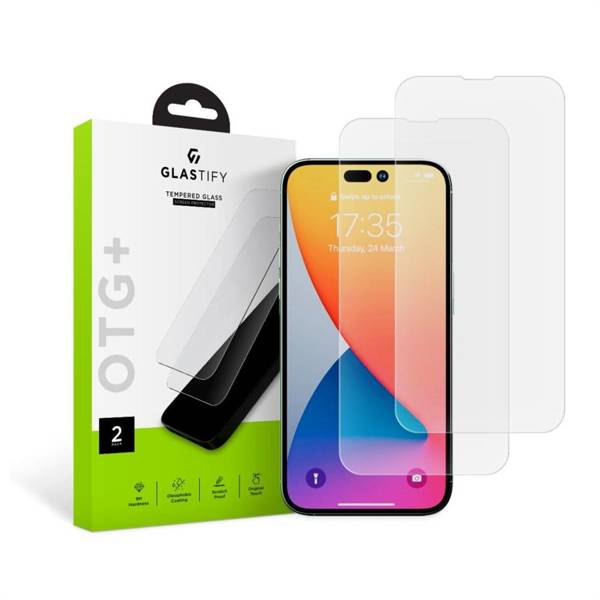 GLASTIFY TEMPERED GLASS OTG+ 2-PACK IPHONE 14 PRO MAX CLEAR