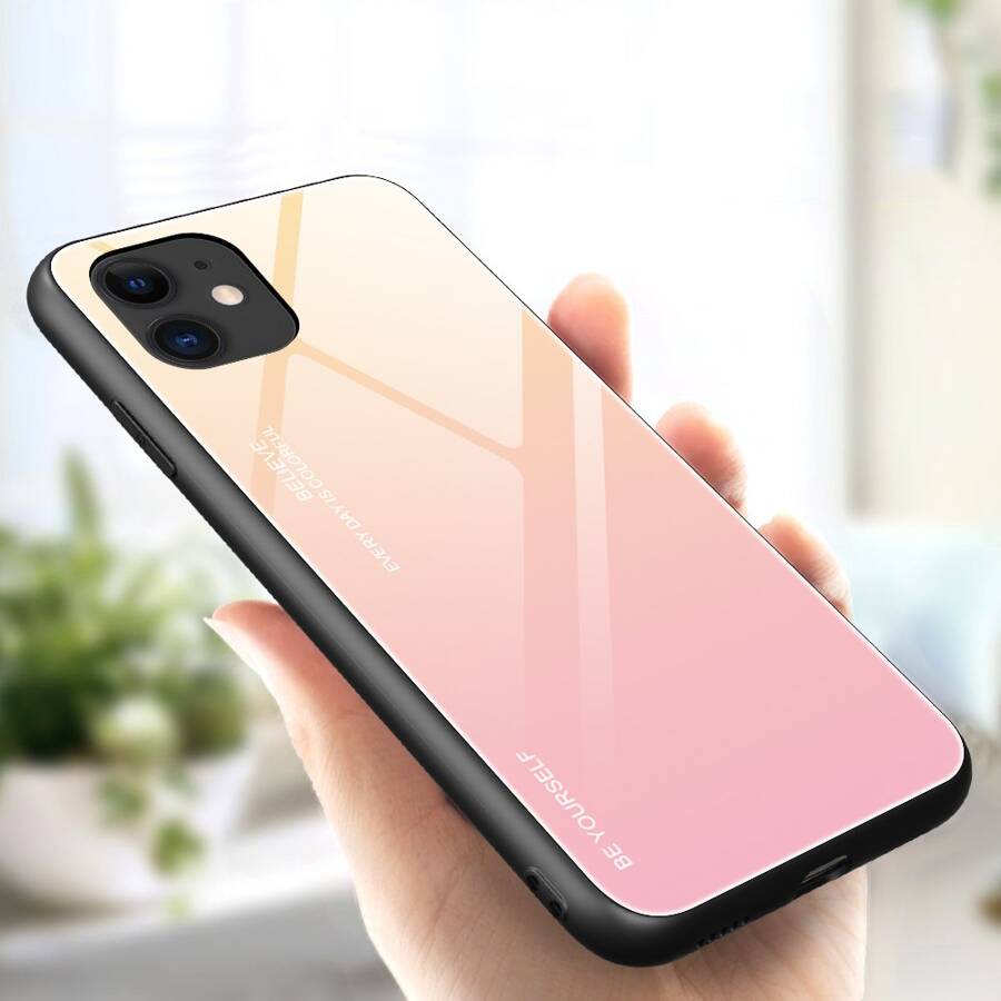 GRADIENT GLASS DURABLE COVER WITH TEMPERED GLASS BACK IPHONE 12 MINI PINK