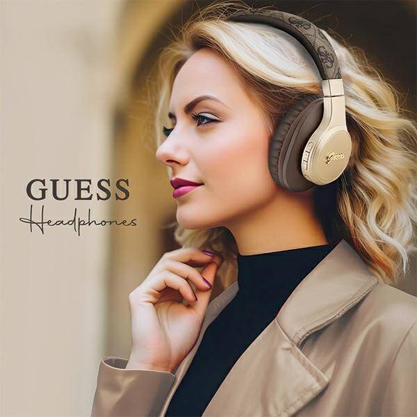 GUESS BLUETOOTH HEADPHONES BLUETOOTH GUBH604GEM BROWN/BROWN 4G SCRIPT