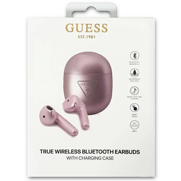 GUESS BLUETOOTH HEADPHONES GUTWST82TRU TWS + PURPLE DOCKING STATION/PURPLE TRIANGLE LOGO