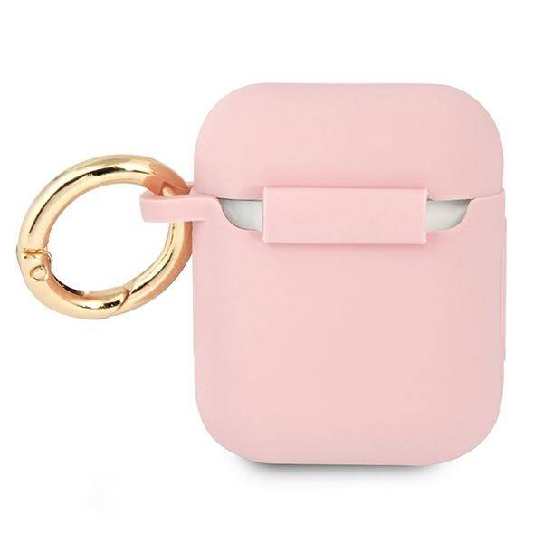 GUESS GUA2SSI AIRPODS 1/2 COVER PINK/PINK SILICONE VINTAGE SCRIPT