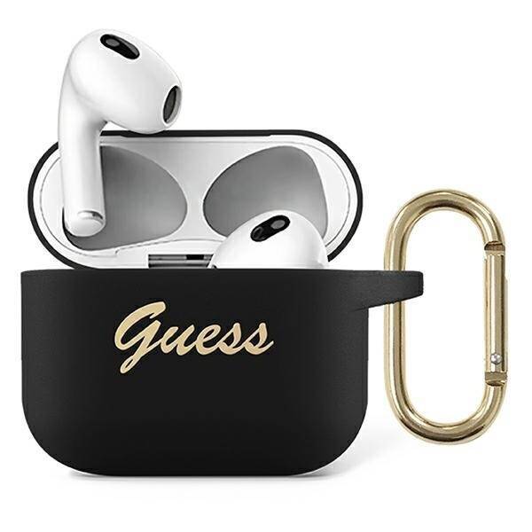 GUESS GUA3SSSK AIRPODS 3 COVER BLACK/BLACK SILICONE VINTAGE SCRIPT