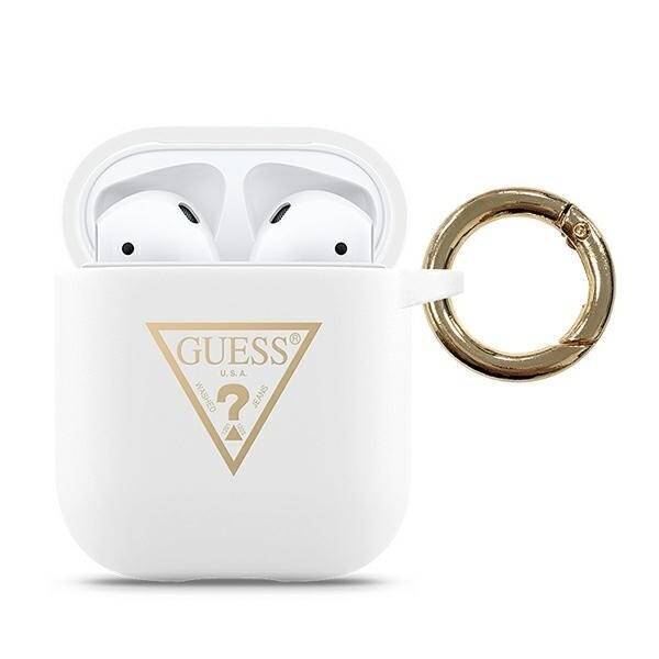 GUESS GUACA2LSTLWH AIRPODS 1/2 COVER WHITE/WHITE SILICONE TRIANGLE LOGO