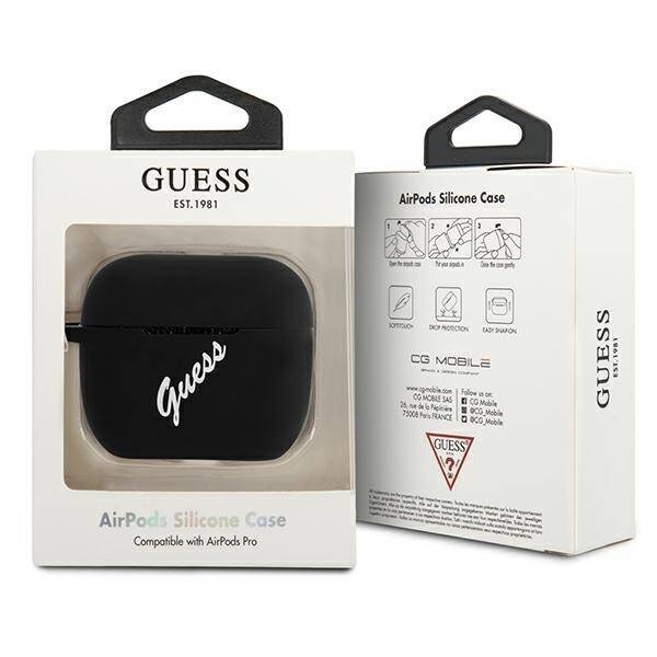 GUESS GUACAPLSVSBW AIRPODS PRO COVER BLACK AND BLACK WHITE SILICONE VINTAGE