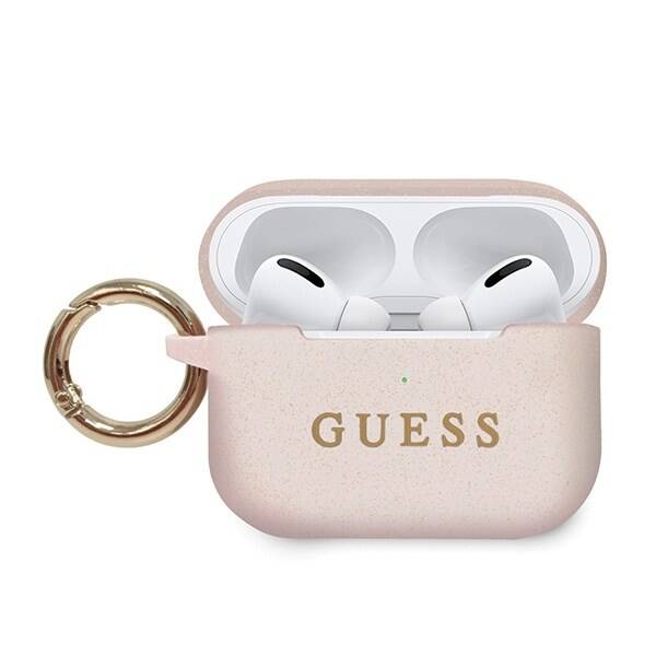 GUESS GUACAPSILGLP AIRPODS PRO COVER LIGHT PINK/PINK SILICONE GLITTER