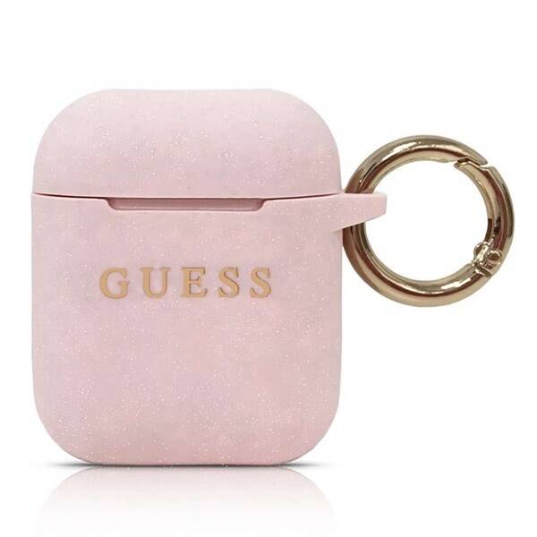 GUESS GUACSILGLLP AIRPODS 1/2 COVER LIGHT PINK/PINK SILICONE GLITTER