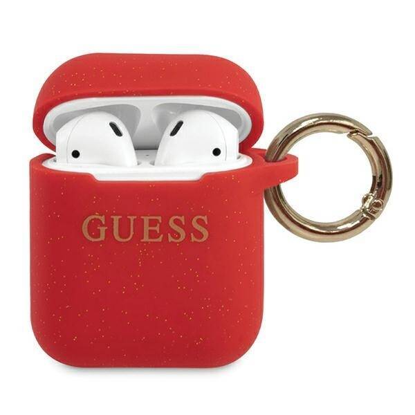 GUESS GUACSILGLRE AIRPODS 1/2 COVER RED/RED SILICONE GLITTER