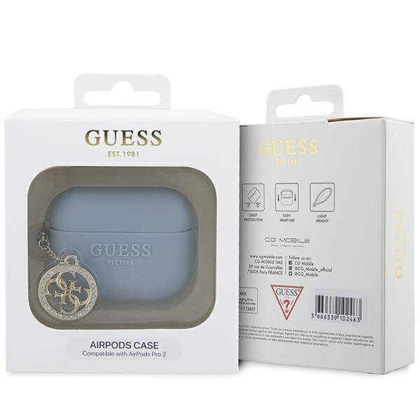 GUESS GUAP23DSLGHDB AIRPODS PRO 2 (2022/2023) BLUE/BLUE 3D RUBBER 4G DIAMOND CHARM